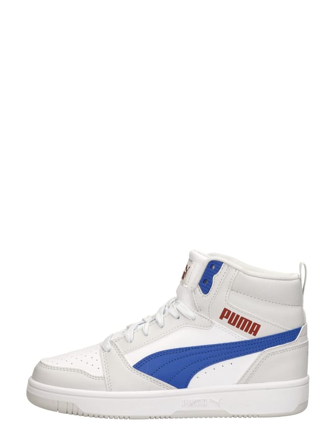 PUMA Puma Rebound V6 Mid Jr Unisex Sneakers - PUMA White-Vivid Blue-Feather Gray