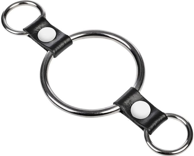 Rimba - Penisring met bevestigingsringen - Zilver & Zwart
