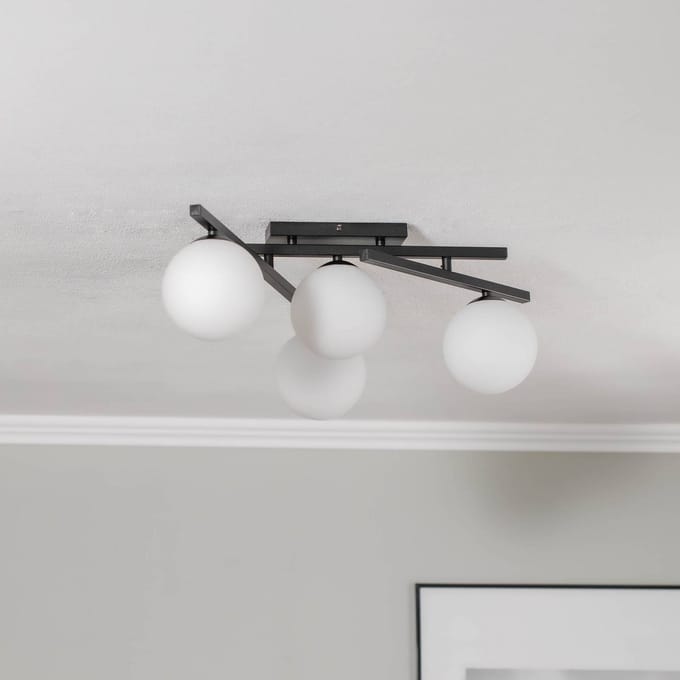 EMIBIG LIGHTING Plafondlamp Smart, zwart/opaal, 4-lamps