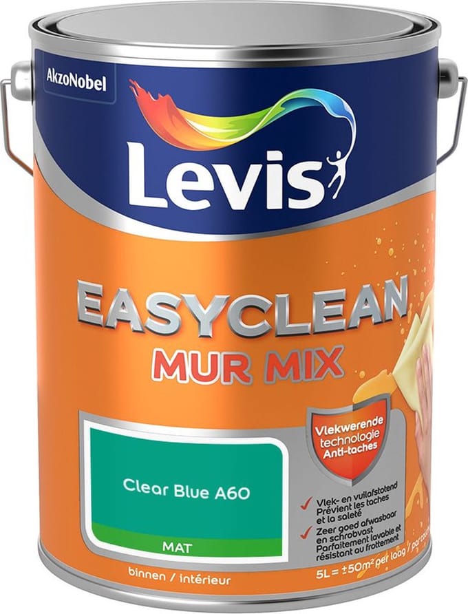 Levis - Easyclean Mur Mat Mix - Clear Blue A60 - Mengverf - 5 L