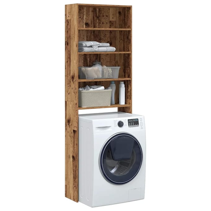 vidaXL - Wasmachinekast - 64x24x190 - cm - oud - houtkleurig