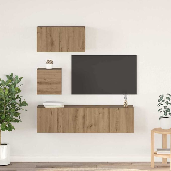 vidaXL - Tv-meubelset - 4 - st - Artisan - Eiken - Bewerkt - hout