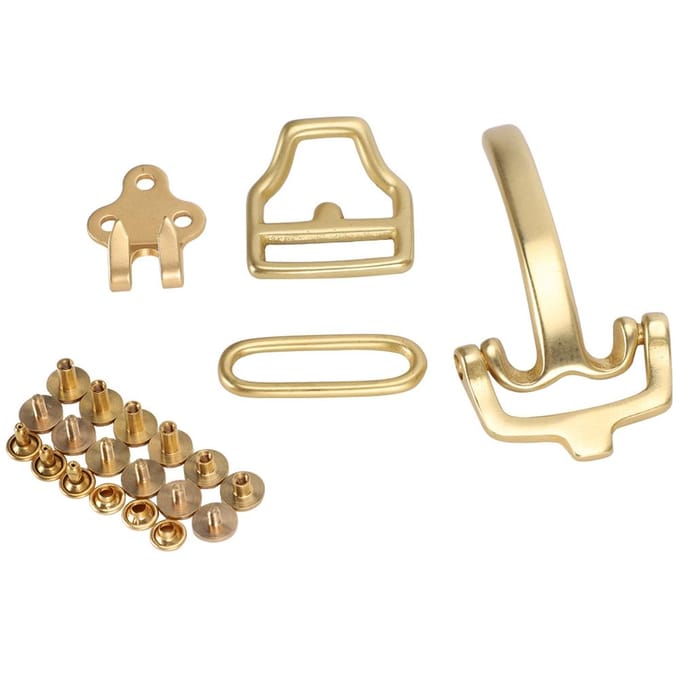 Pure Messing Riemgesp Milieubescherming D-vormige Gespset voor Taille Riem Accessoires beige
