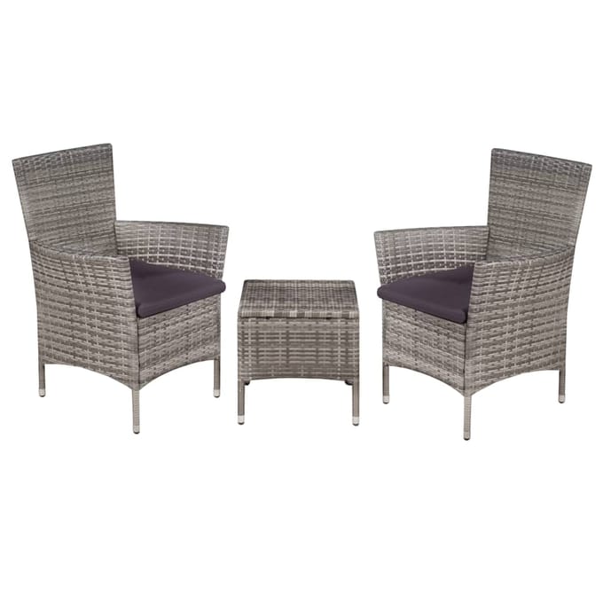 vidaXL - 3-delige - Bistroset - poly - rattan - grijs