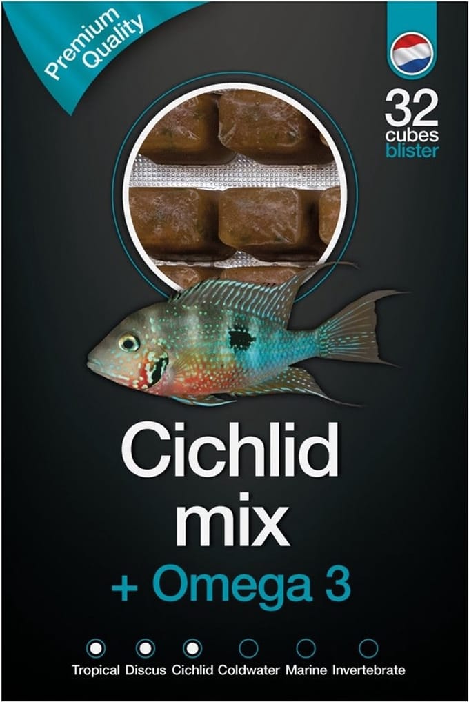 DS Cichlide Mix & Omega3 diepvries visvoer 100 gram | 24 blokjes Diepvries