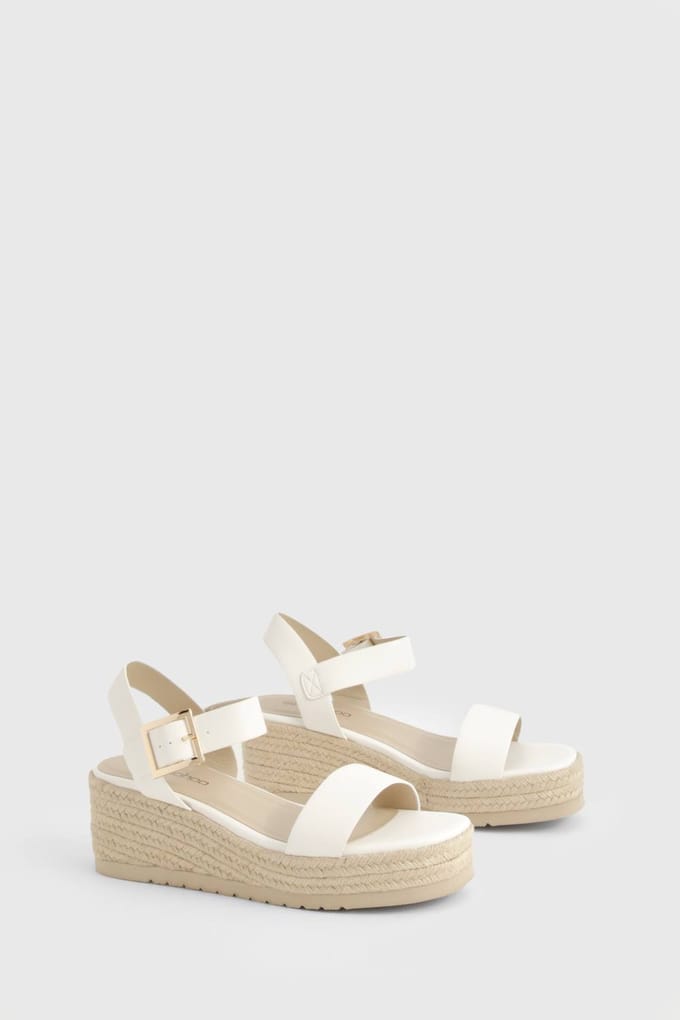 boohoo Dames 2 Part Espadrille Low Wedges | Wit | Maat: 41