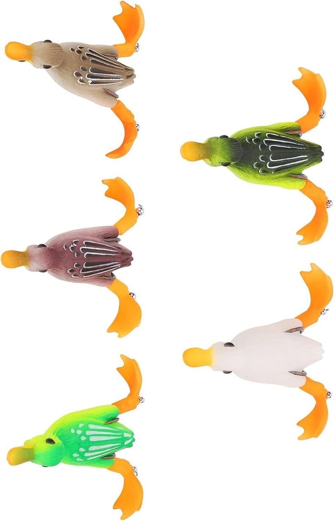 Vissen Lokken - Aas Set - Zeebaars Vissen - Uniek Eendenlichaam - 5 Stuks - Diverse Kleuren