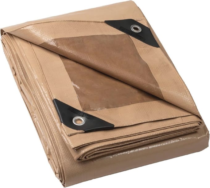 Multifunctioneel Waterdicht Afdekzeil 3 m x 5 m - Beige/Kaki, Scheurvast en UV-bestendig