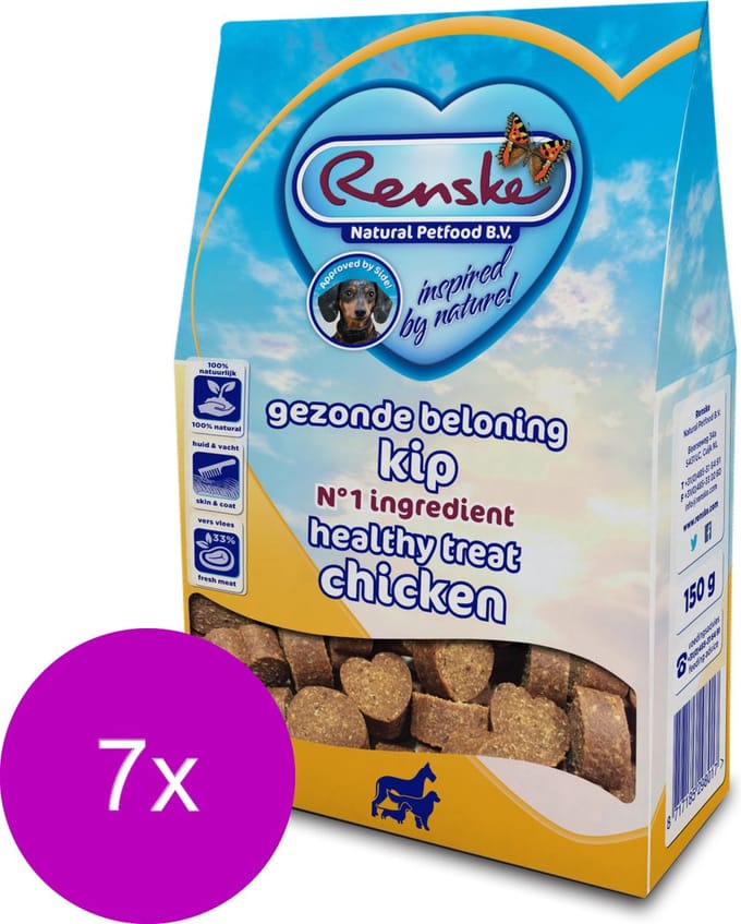 7x Renske Gezonde Beloning Hartjes Kip 150 gr