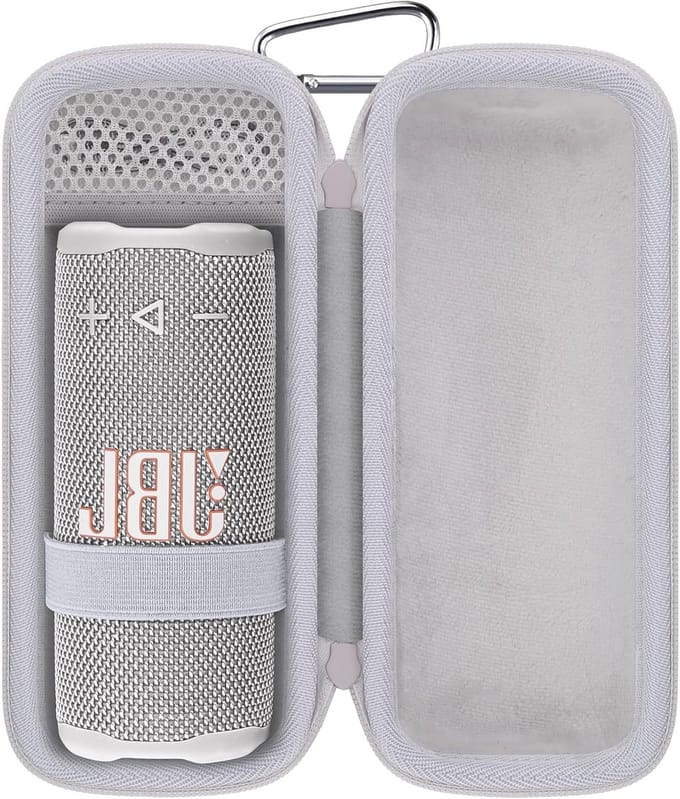 Harde Beschermcase voor Bluetooth Speaker, Reis- en Transporttas met Karabijnhaak, Compact en Lichtgewicht Ontwerp (Wit)