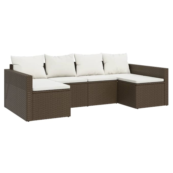 vidaXL - 2-delige - Loungeset - met - kussens - poly - rattan - bruin