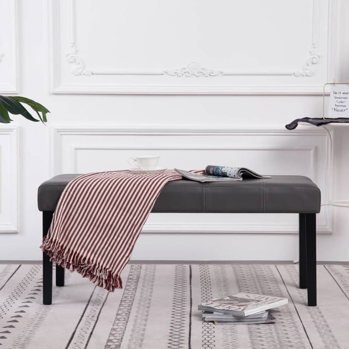 vidaXL - Bankje - 106 - cm - kunstleer - grijs