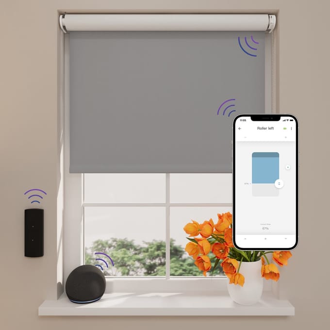 DTCH® Elektrisch Rolgordijn Verduisterend - Easy - Steel Grey - 200 x 190 cm - Motionblinds CMD-03