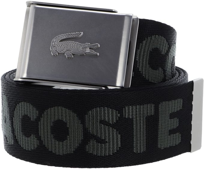 LACOSTE Riem Jacquard Webbing Belt W100 Noir Escadron Zwart