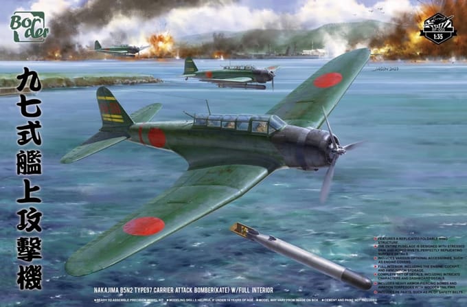 Border Model Modelbouwpakket Militaire voertuigen - BF005 Nakajima B5N2 Type 97 Carrier Attack Bomber -Kate- - w/ Full interior Plastic - 1:35 - Modelbouw