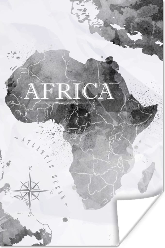 Wanddecoratie - Wereldkaart - Afrika - Verf - 40x60 cm - Poster