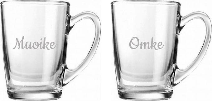 Gegraveerde Theeglas 32cl Muoike & Omke