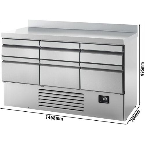 GGM Gastro Kühltisch Premium PLUS - 1460x700mm - 6 Schubladen - Aufkantung