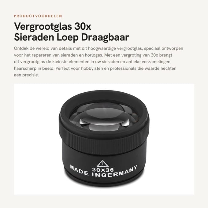 Dailygoods- Vergrootglas 30x Vergroting - Zinklegering - Draagbaar - Lichtgewicht - Professionele Kwaliteit - Multifunctioneel - Loep