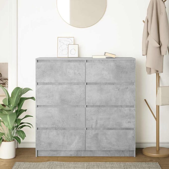 vidaXL - Dressoir - 100x35x99 - cm - bewerkt - hout - betongrijs