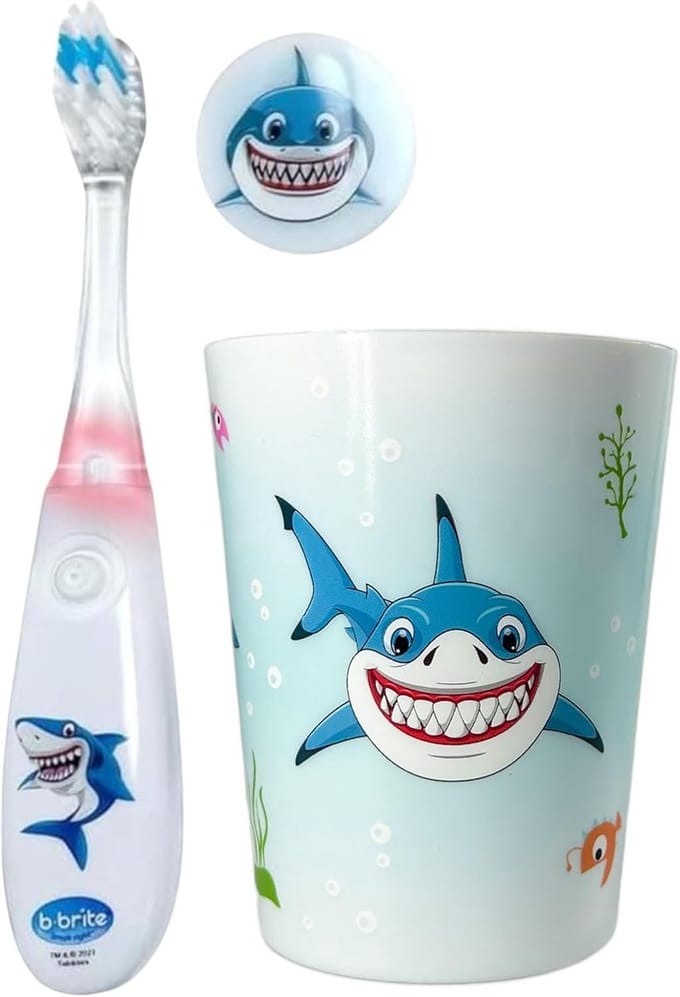Kindertandenborstel - Poets timer - Goede gewoonten - Knipperende timer - 17 cm - Haai