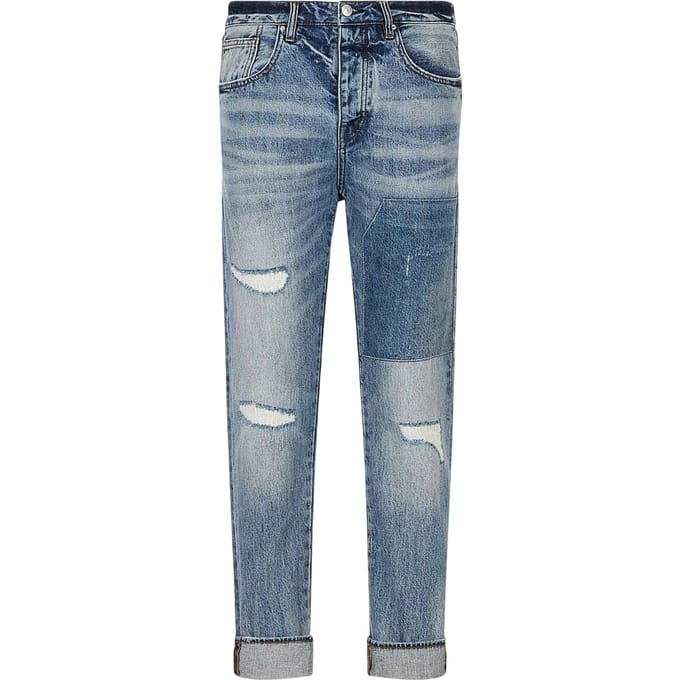 Armani Exchange Heren Versleten Tapered Jeans (Indigo)