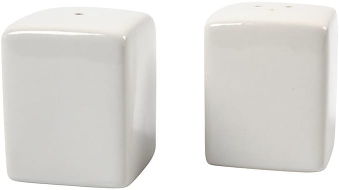 Zout & Peper set, H: 6 cm, afm 5x5 cm, glossy, wit, 6 set/ 1 doos
