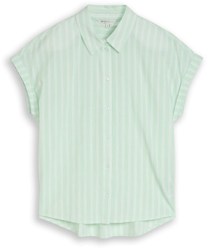 Tom Tailor Denim - Blouse met streepmotief - Maat XL - matcha green white stripe