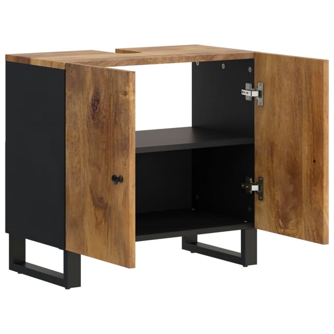 vidaXL - Wastafelkast - 62x33x58 - cm - massief - mangohout - en - bewerkt - hout