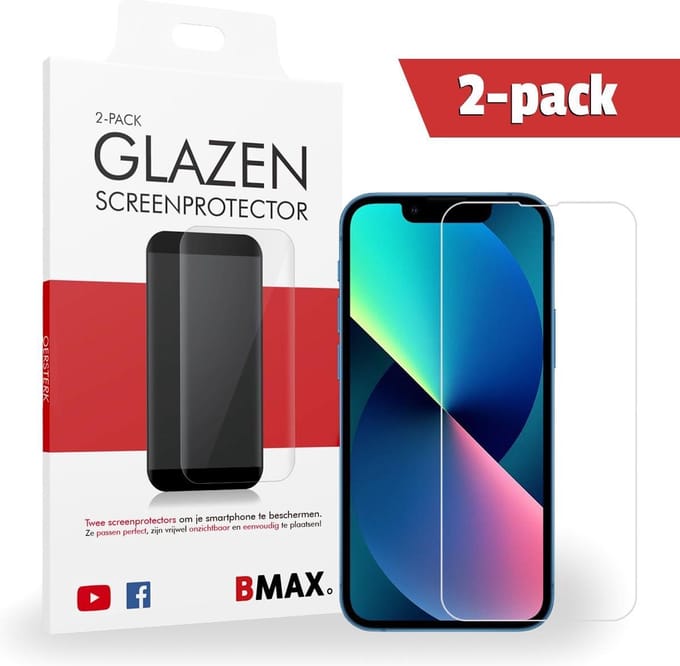 2-pack BMAX geschikt voor iPhone 13 Mini Screenprotector van gehard glas - Apple screenprotectors - Telefoonaccessoires - Telefonie & Accessoires - Beschermglas - Glas screenprotectors