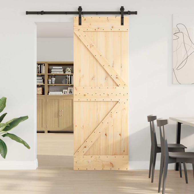 vidaXL - Schuifdeur - NARVIK - 70 - x - 210 - cm - (152,5 - cm) - Naturel - en - Zwart