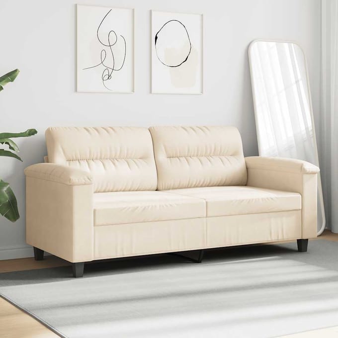 Vidaxl Bank 2-persoons, Beige, 140 Cm, Bekleed met Microvezel