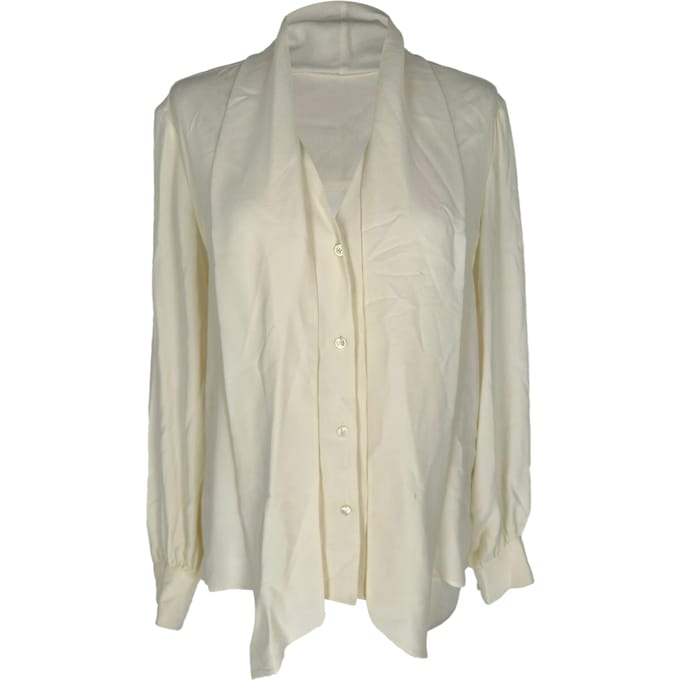 Celine blouse met watervalhals in crèmekleurig acetaat