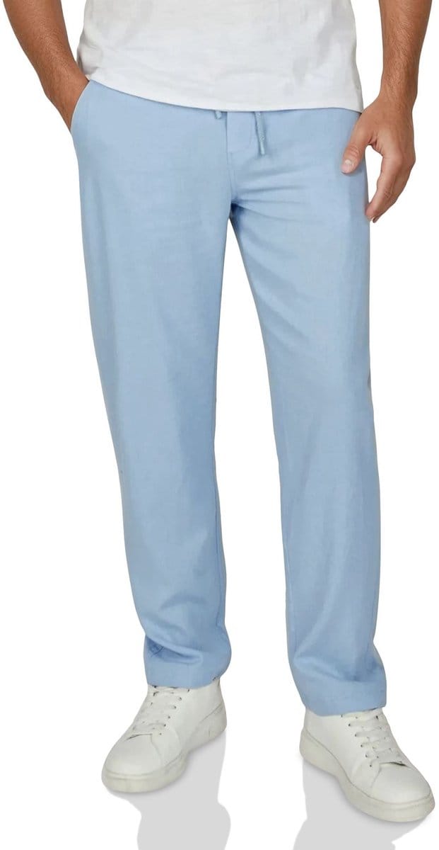 DENIMFY Heren Chino Broek DFDylan regular/straight Blauw M Volwassenen Zomerbroek - Elastische Taille