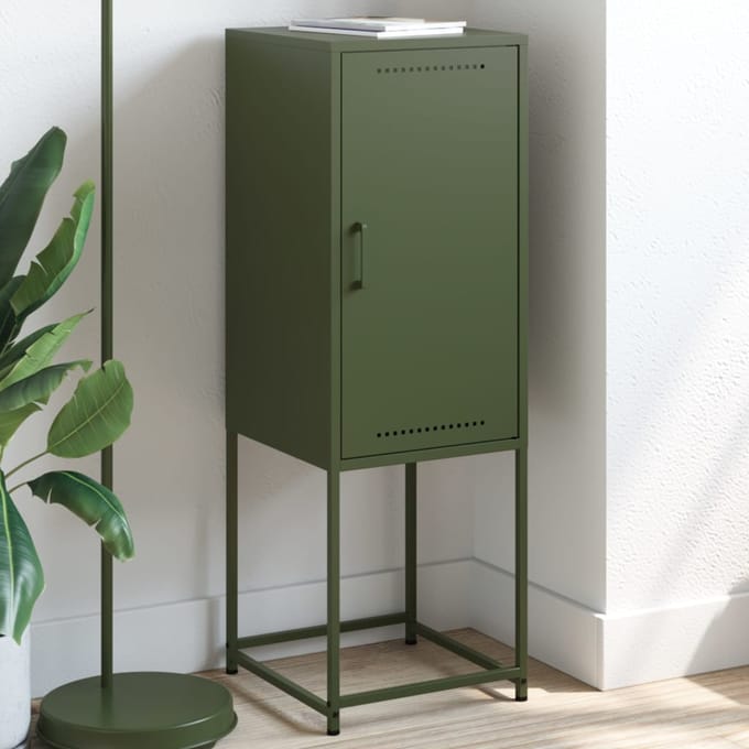 vidaXL - Hoge - kast - 36x39x107 - cm - staal - olijfgroen