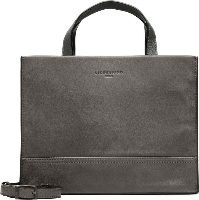 LIEBESKIND BERLIN Leren Handtas Schoudertas Lou 2 Satchel Bag Iron Grijs