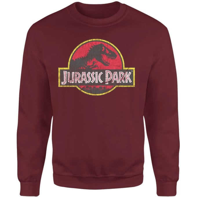Jurassic Park Logo Vintage Sweatshirt - Burgundy - S