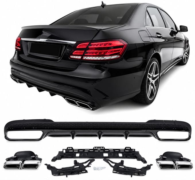 Achterdiffuser Geschikt voor Mercedes E-Klasse W212 AMG Line – Glanzend Zwart