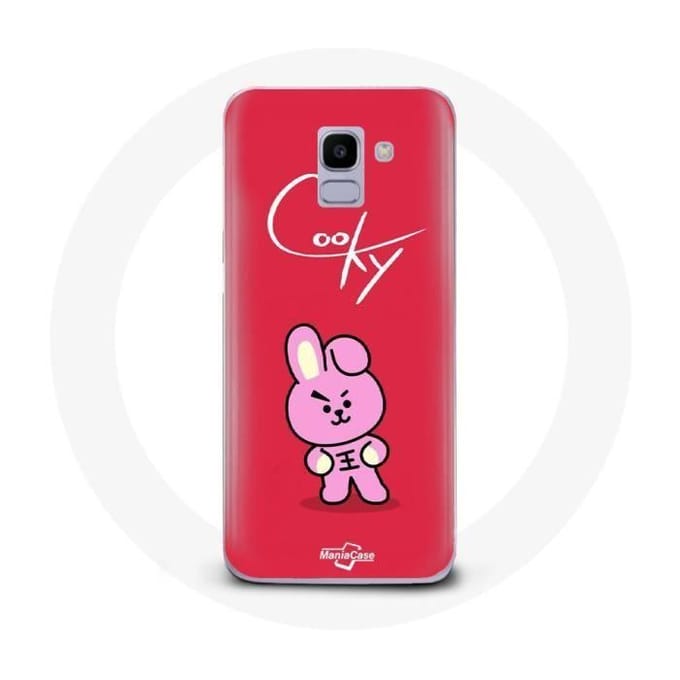 Coque pour Samsung Galaxy A8 2018 BTS Bangtan Garçons BT21 Cooky Fond Rouge