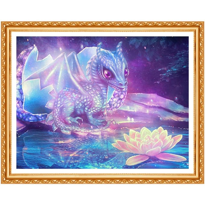 Diamant broderie Dragon Lotus 3d diamant peinture point de croix image de strass rond complet 20X30CM gray