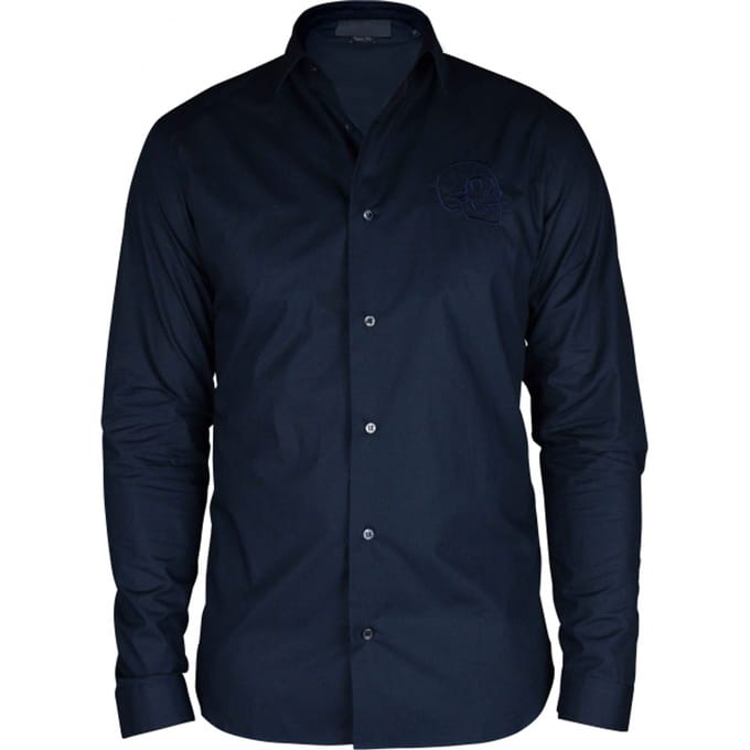 Philipp Plein Gold Cut LS Skull overhemd Blauw