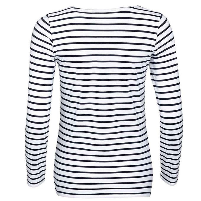 SOLS Dames/Dames Marine Gestreept T-shirt met Lange Mouwen (Wit/Zwaar)