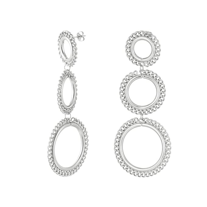 Bijoutheek Oorknoppen Triple Circle Chain Zilver