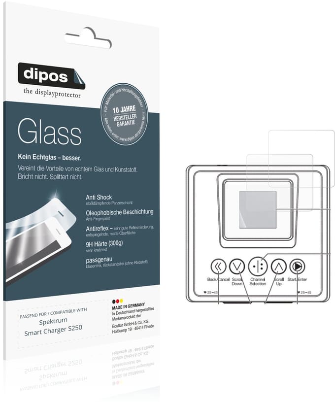 dipos – 2x Matte Pantserfolie geschikt voor Spektrum Smart Charger S250 | 9H Screenprotector