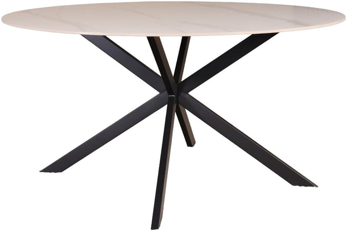 Eettafel rond 150cm Jenna marmerlook wit ronde tafel steen