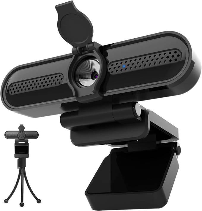 CLVP® Webcam voor PC - Ruisvrije Microfoon - Laptop Webcam USB - Zwart