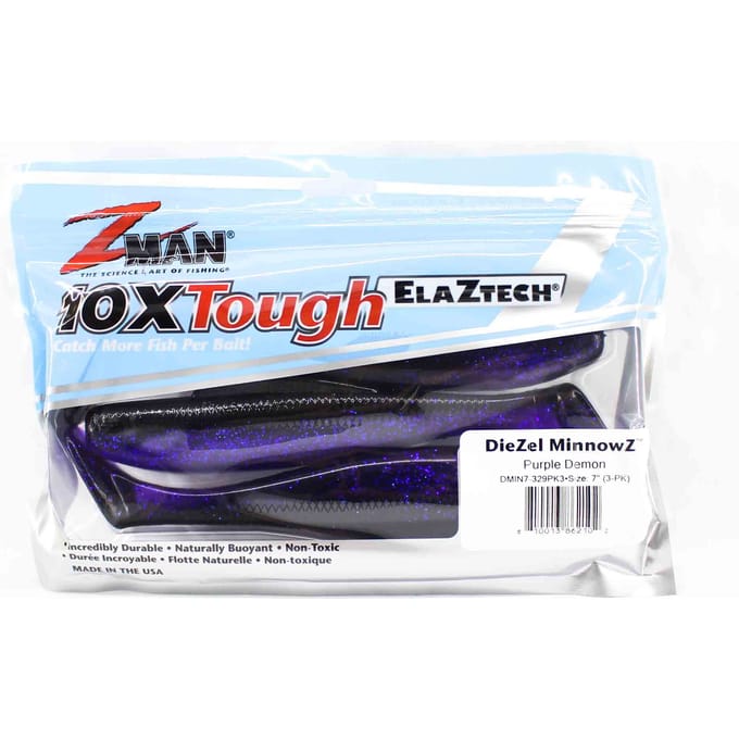 Zman Zacht Kunstaas Diezel MinnowZ 7 Inch 3/Pack Paarse Demon (2102)