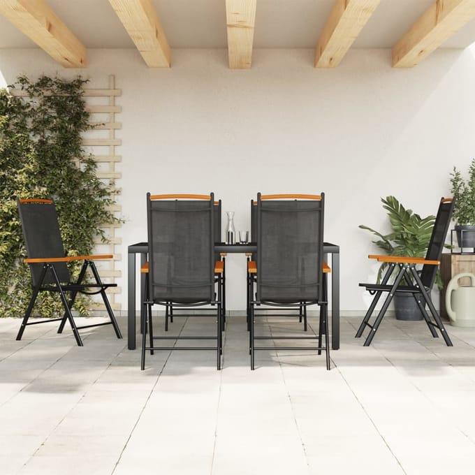 vidaXL - 7-delige - Tuinset - aluminium - zwart