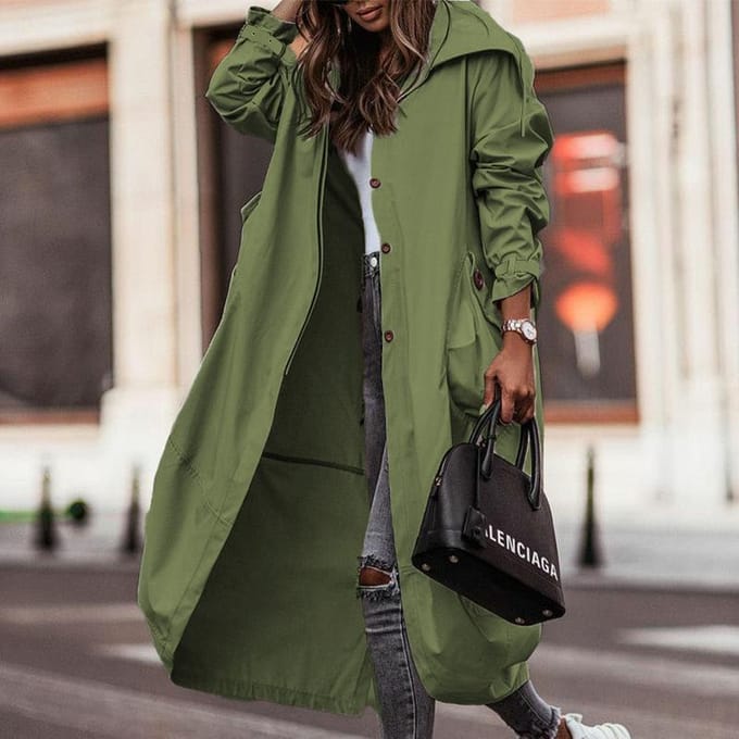 Nieuwe Temperament Casual Middellange Trenchcoat met Grote Reverskraag S black