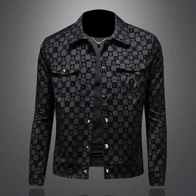 Veste de printemps pour homme grande taille à revers coupe slim L black